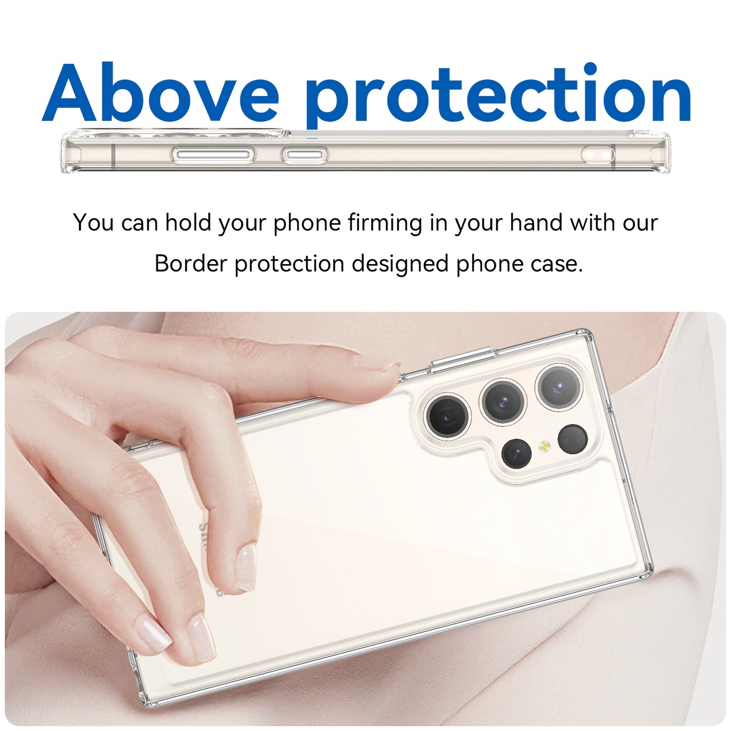 For Samsung Galaxy S23 Ultra Phone Case High Transparency TPU+Acrylic Cover (Big Rear Lens Hole)