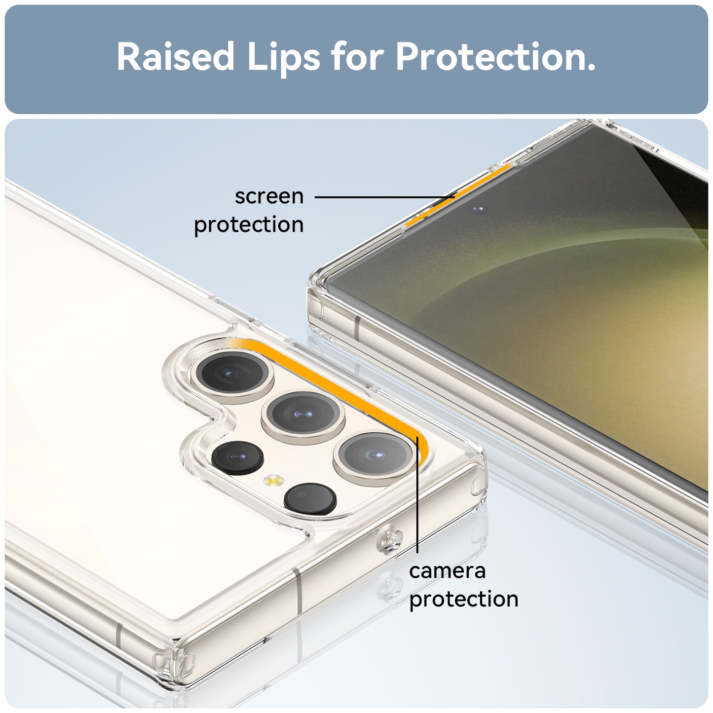 For Samsung Galaxy S23 Ultra Phone Case High Transparency TPU+Acrylic Cover (Big Rear Lens Hole)
