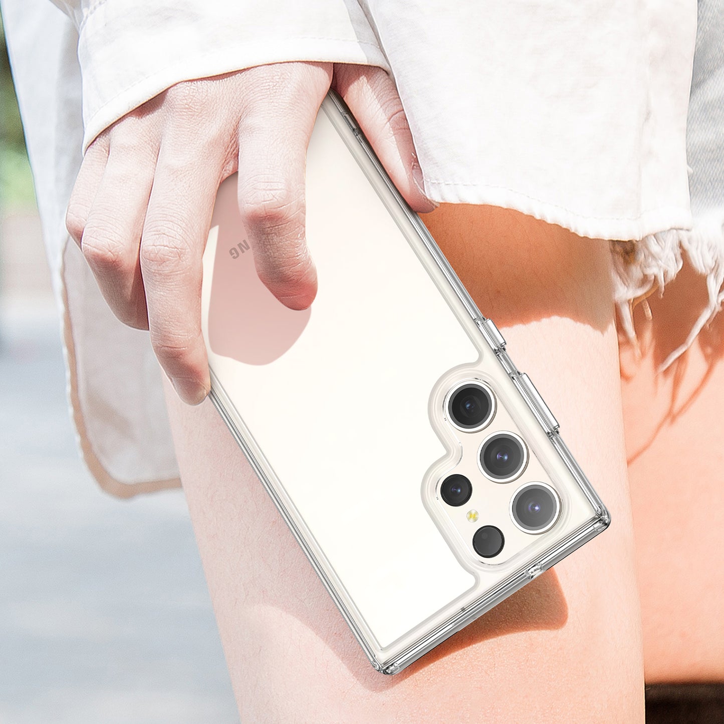 For Samsung Galaxy S23 Ultra Phone Case High Transparency TPU+Acrylic Cover (Big Rear Lens Hole)