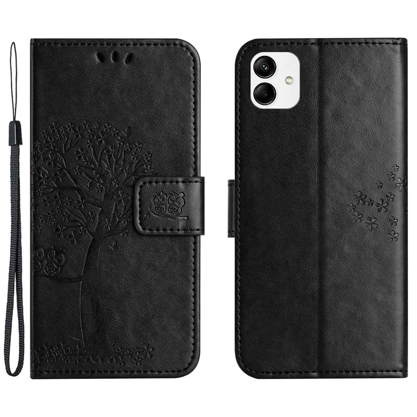 For Motorola Moto G54 5G Cover Owl Tree Imprinted PU Leather Wallet Phone Case