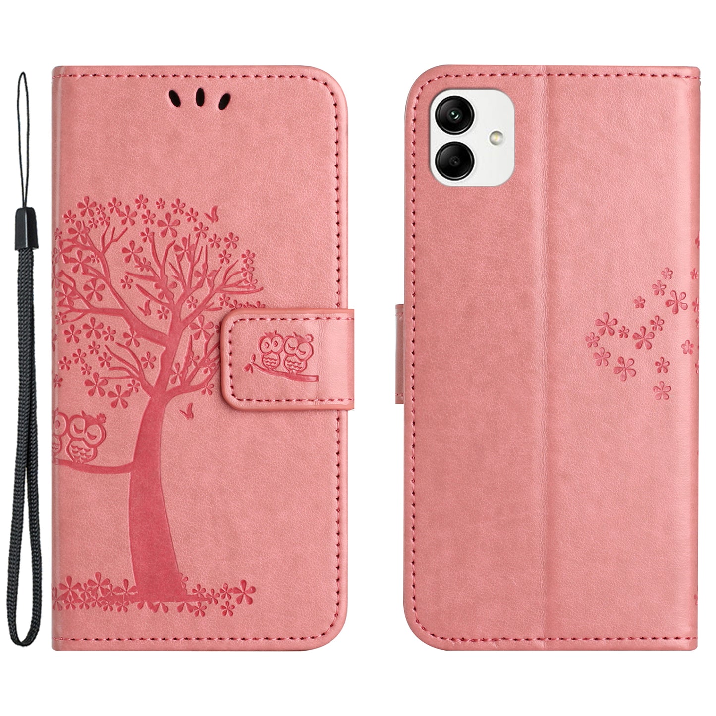 For Motorola Moto G54 5G Cover Owl Tree Imprinted PU Leather Wallet Phone Case