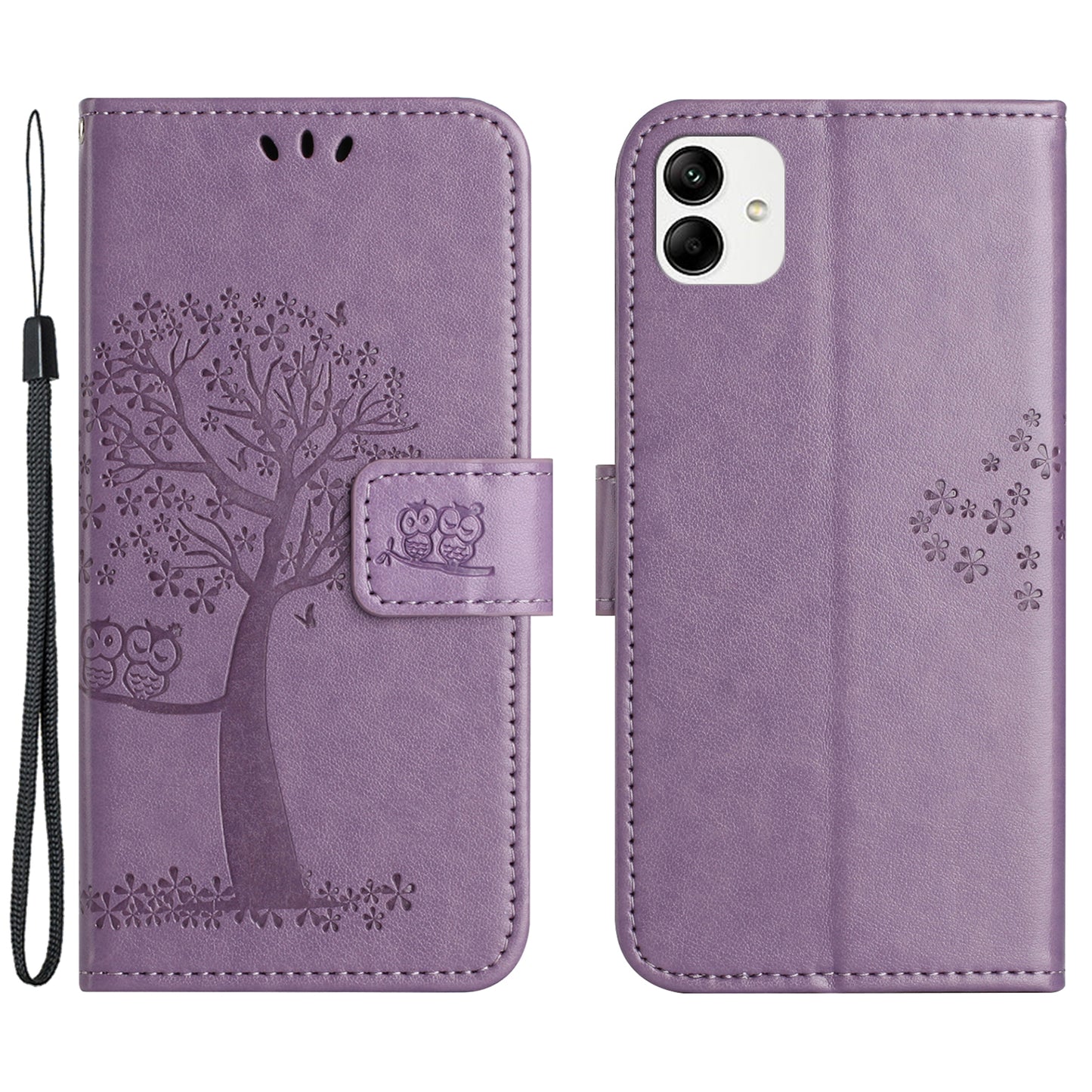 For Motorola Moto G54 5G Cover Owl Tree Imprinted PU Leather Wallet Phone Case