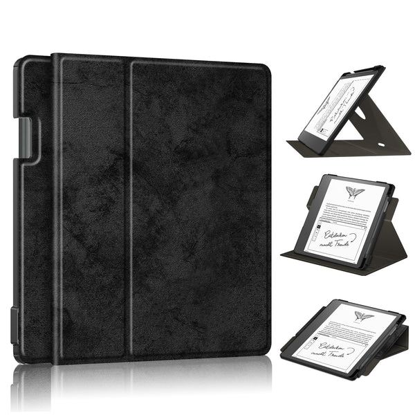 For Amazon Kindle Scribe Solid Color Tablet Case Textured Surface Anti-scratch Magnetic Absorption Tablet Cover with 360-degree Rotary Kickstand