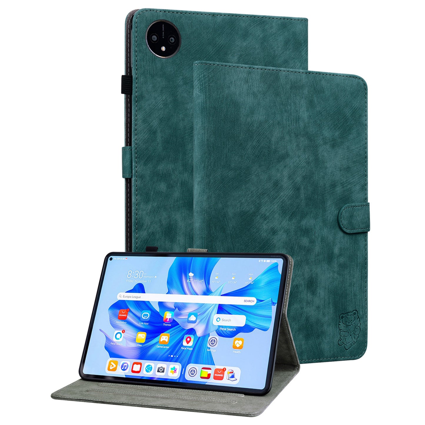 For Huawei MatePad Pro 11 (2022) PU Leather Stand Case Imprinted Cute Tiger Pattern Anti-drop Flip Tablet Cover with Card Holder