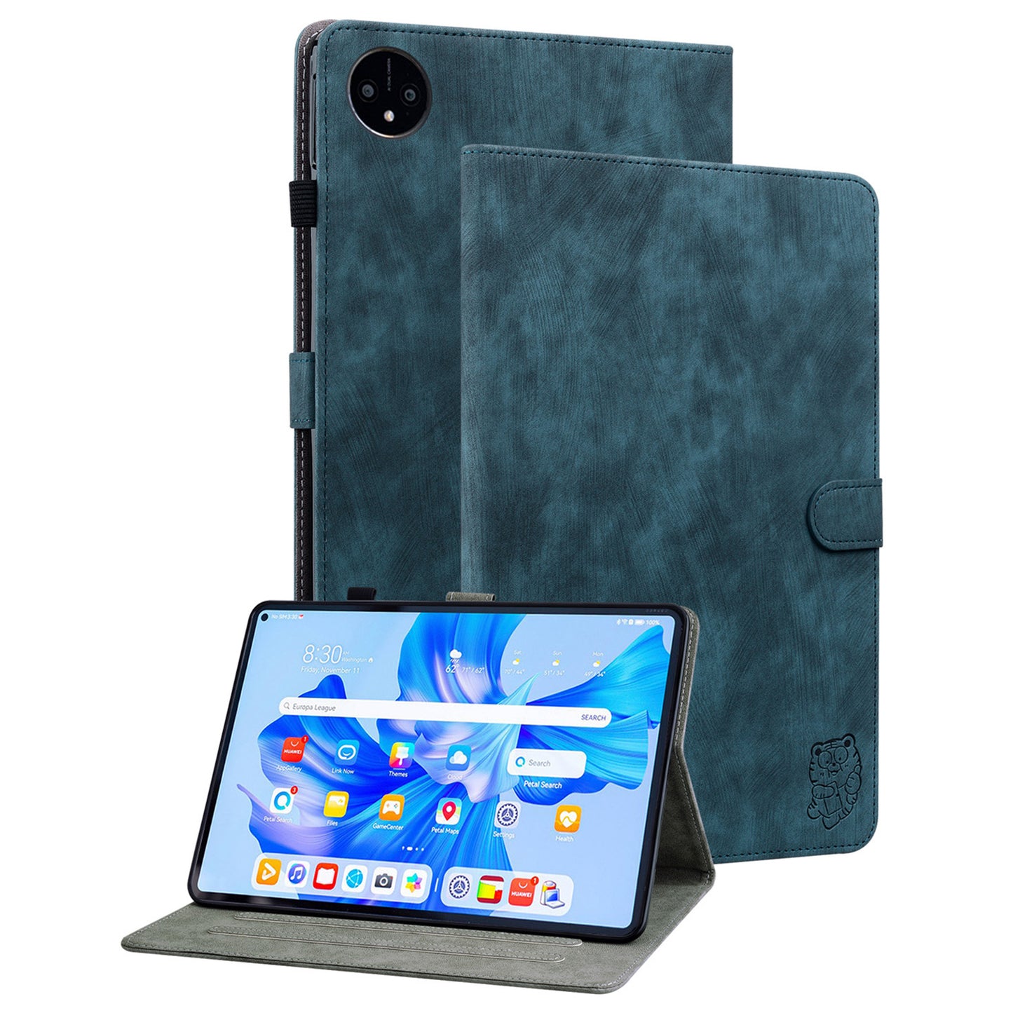 For Huawei MatePad Pro 11 (2022) PU Leather Stand Case Imprinted Cute Tiger Pattern Anti-drop Flip Tablet Cover with Card Holder