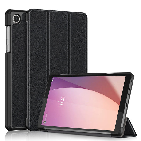Tablet Case for Lenovo Tab M8 Gen 4 TB-300FU Tri-fold Stand Solid Color PU Leather Tablet Cover