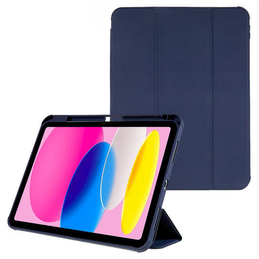 Skin Touch Tri-fold Stand Tablet Case for iPad 10.9 (2022) PU Leather TPU Acrylic Clear Cover with Auto Wake / Sleep