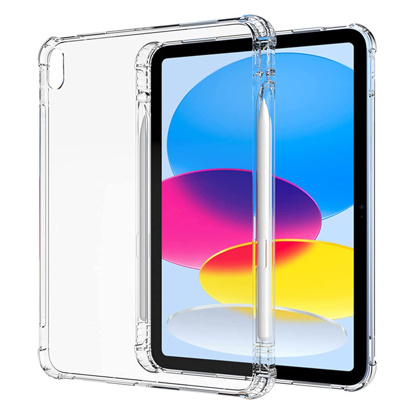 For iPad 10.9 (2022) Shockproof TPU Tablet Case Reinforced Corners Transparent Protection Cover with Pen Slot