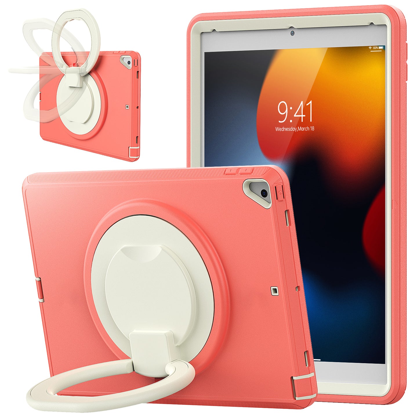 For iPad 10.2 (2021) / (2020) / (2019) Case PC + TPU Handle Grip Kickstand Tablet Protective Cover