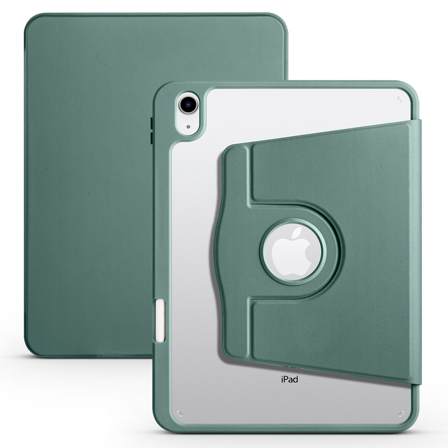 For iPad 10.9 (2022) PU Leather + Acrylic Tablet Case Rotary Kickstand Cover with Pen Holder