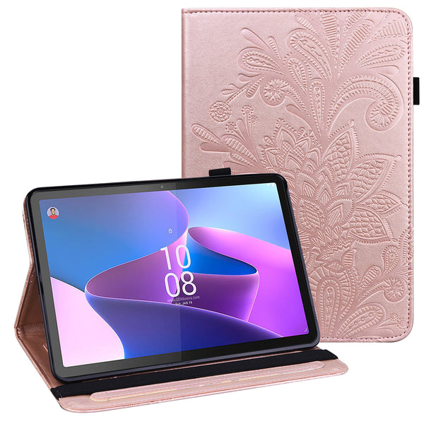 For Lenovo Tab P11 Gen 2 Flower Imprinting Drop-proof Tablet Cover PU Leather Wallet Case with Stand