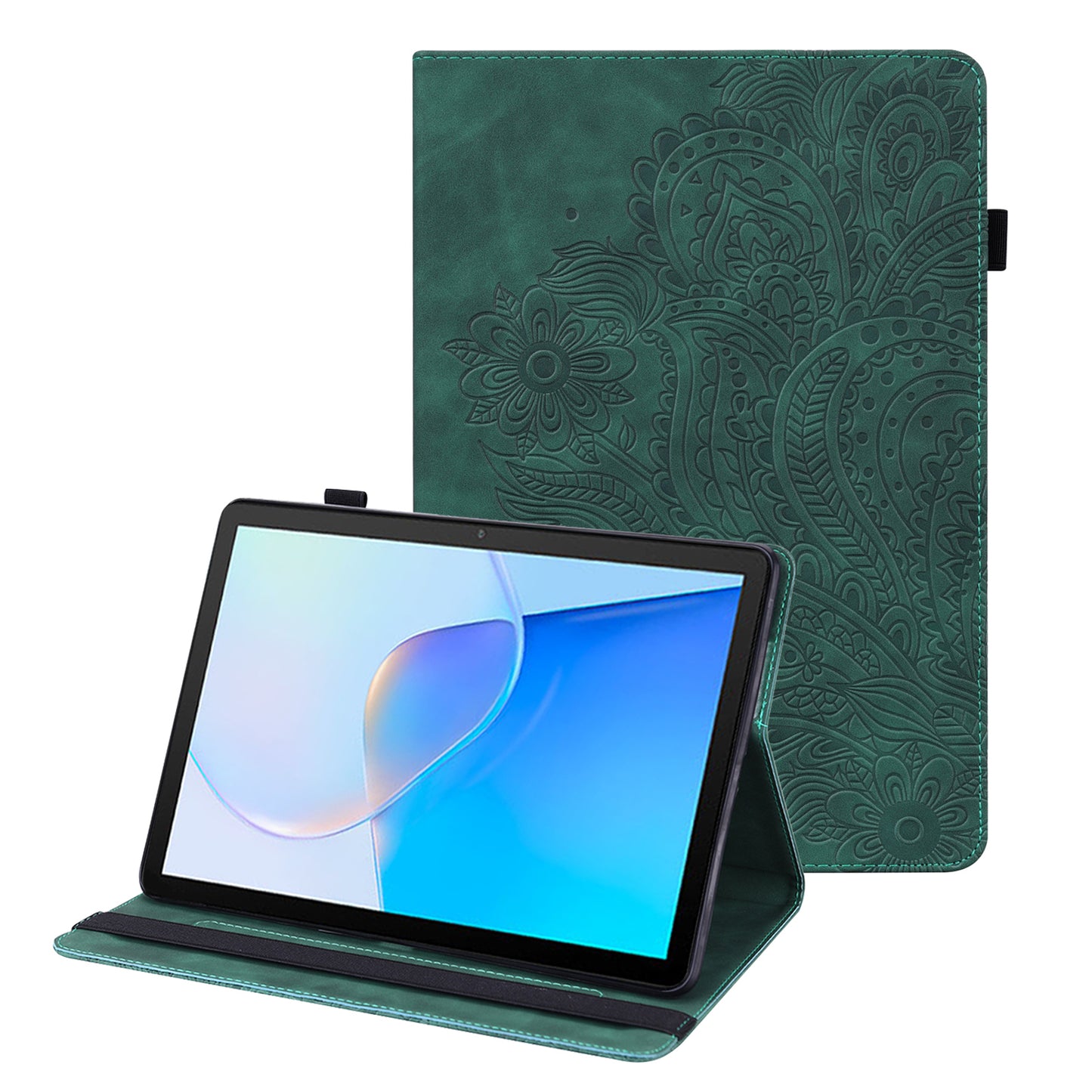 For Huawei MatePad SE 10.4-inch Flower Imprinting Tablet Cover Foldable Stand PU Leather Card Holder Drop-proof Case