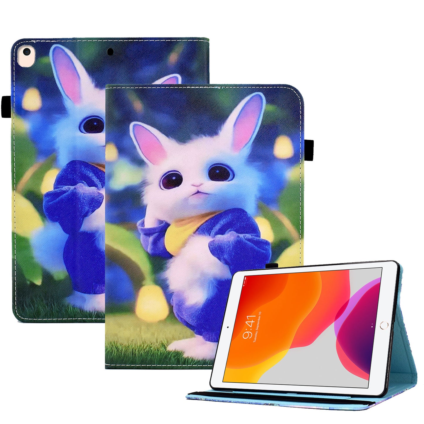 For iPad 10.2 (2021) / (2020) / (2019) Pattern Printing Tablet Case PU Leather Stand Elastic Band Protective Cover