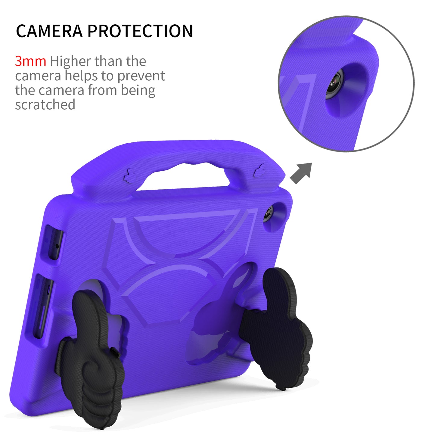 For Lenovo Tab M10 (Gen 3) EVA Tablet Case Foldable Thumb Kickstand Handle Grip Tablet Cover