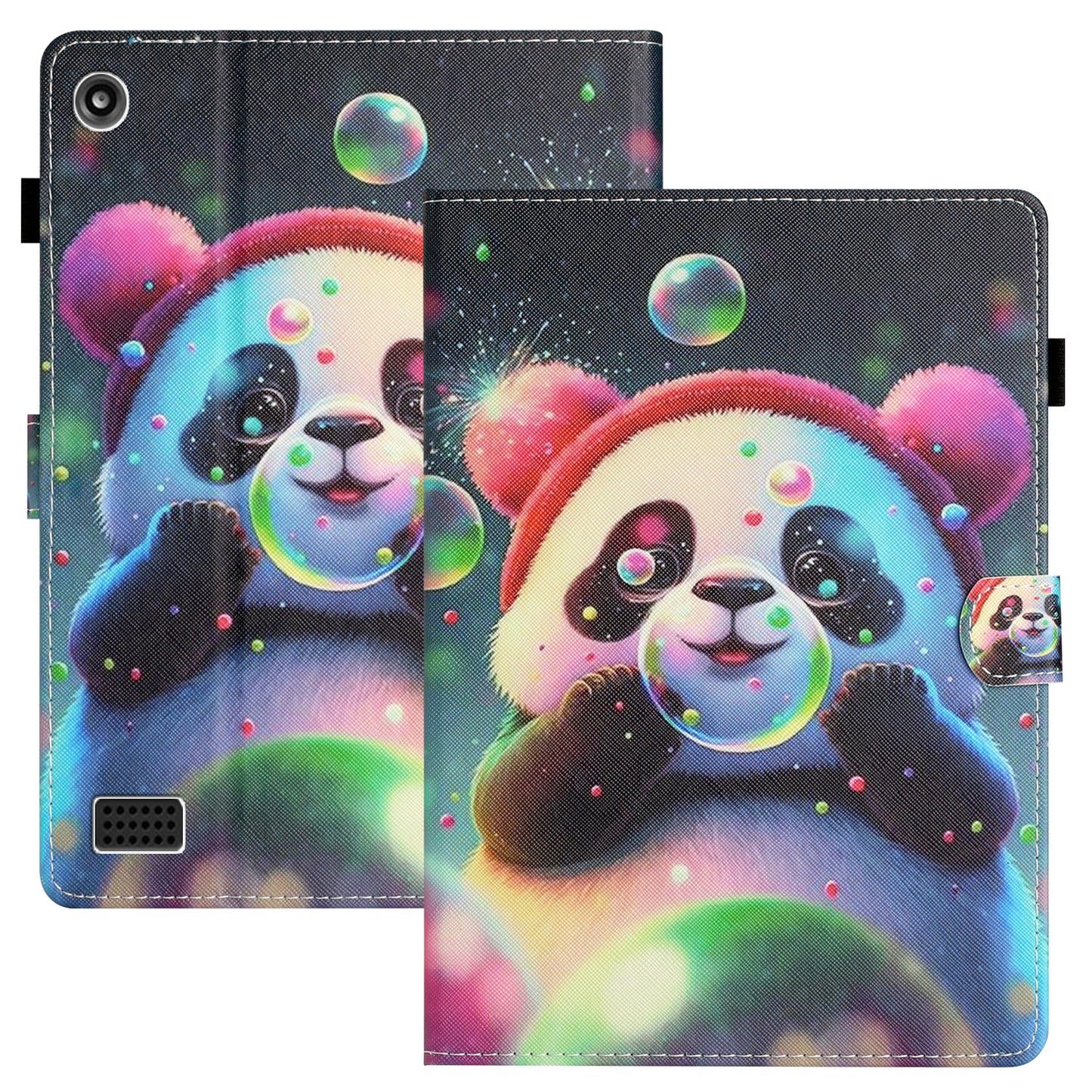For Amazon Fire 7 (2015) / (2017) / (2019) PU Leather E-reader Case Pattern Printing Stand Card Holder Cover