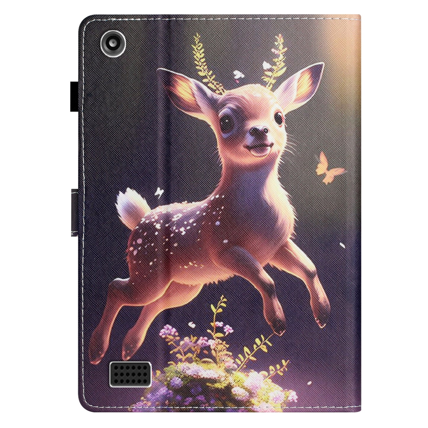 For Amazon Fire 7 (2015) / (2017) / (2019) PU Leather E-reader Case Pattern Printing Stand Card Holder Cover