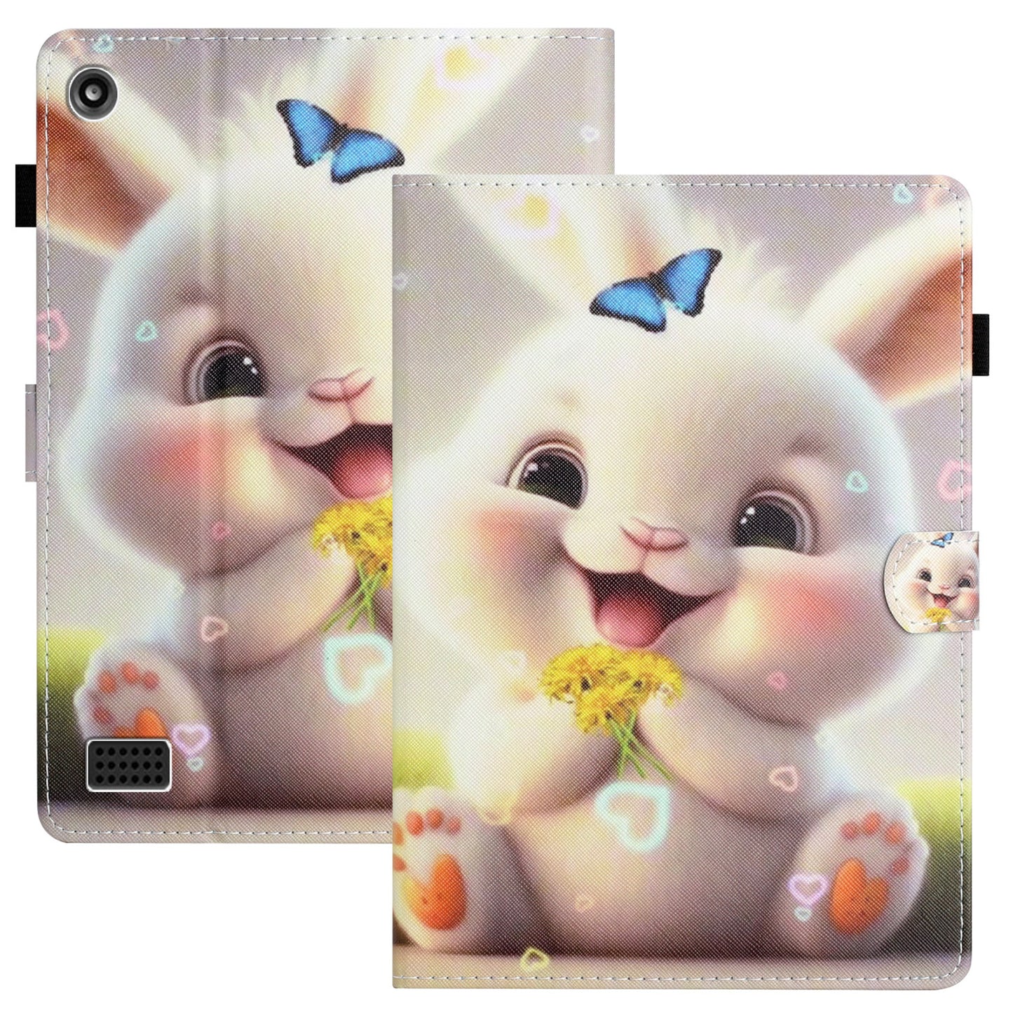 For Amazon Fire 7 (2015) / (2017) / (2019) PU Leather E-reader Case Pattern Printing Stand Card Holder Cover