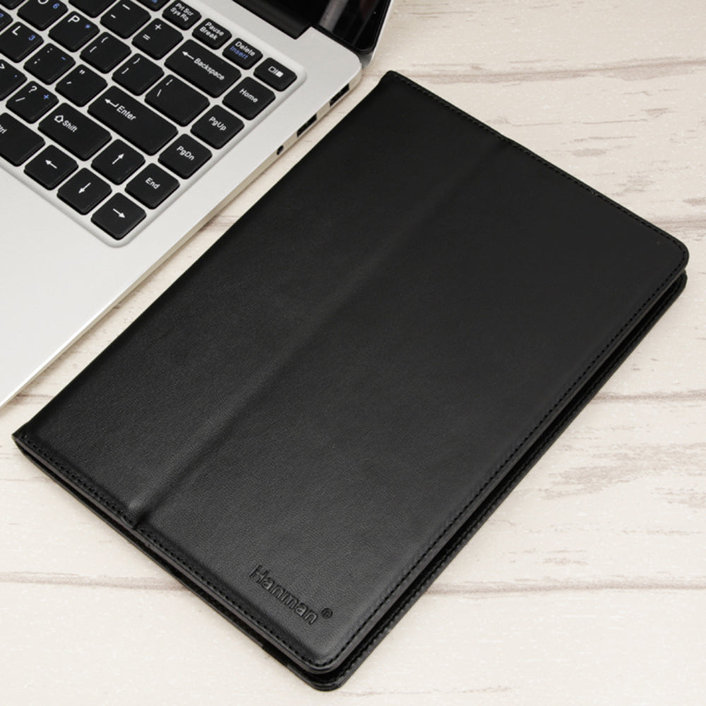 HANMAN Leather Flip Cover for 10 inch Tablet Case Anti-Scratch 4 Buckle Tablet Protector with Card Slot, Wallet
