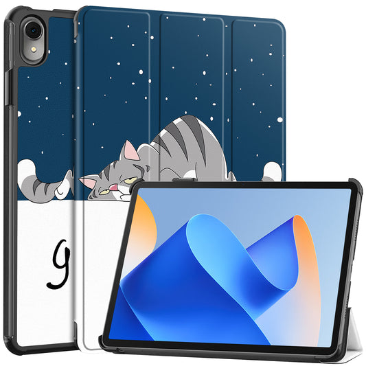 For Huawei MatePad 11 (2023) Trifold Stand Tablet Case PU Leather Pattern Cover with Auto Wake / Sleep