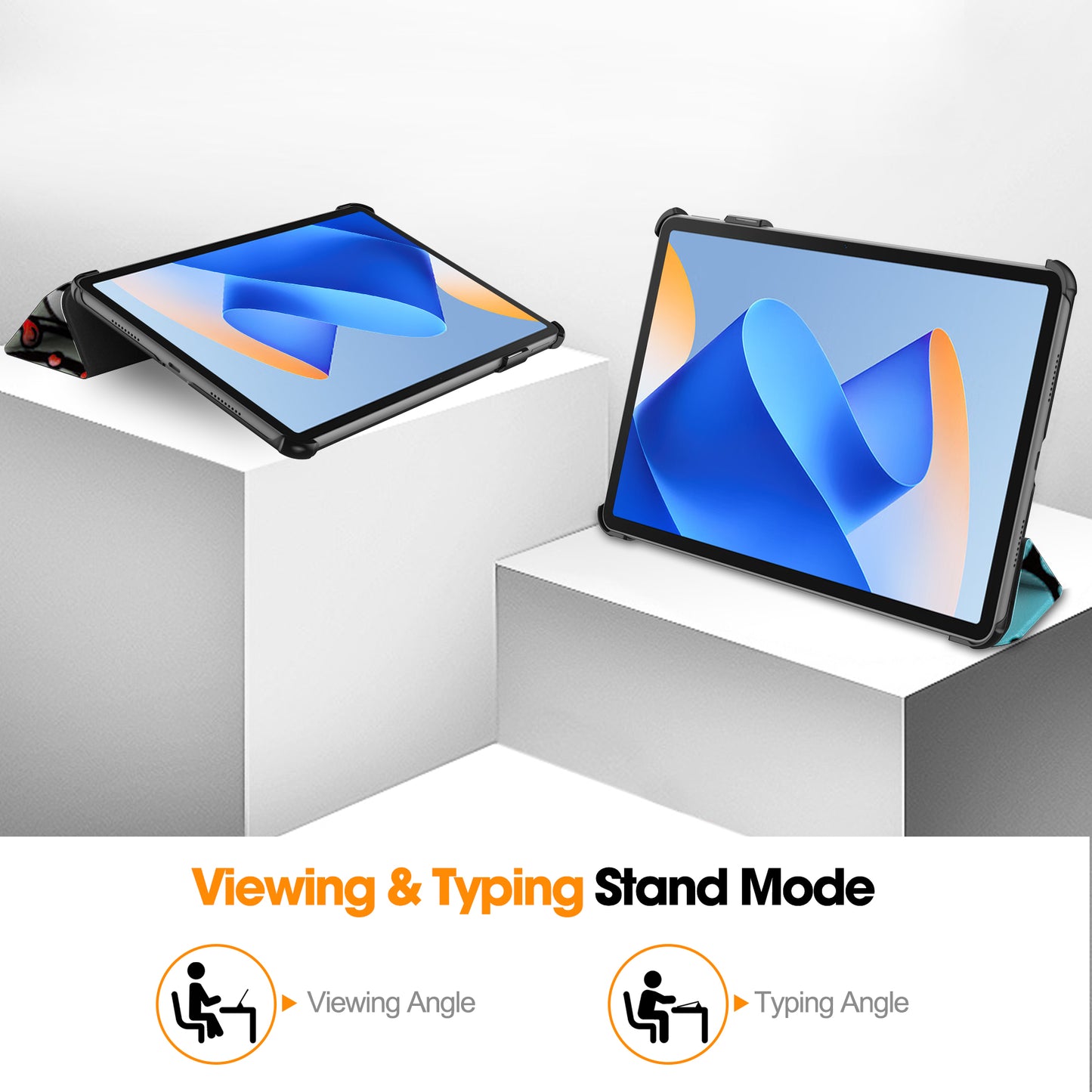 For Huawei MatePad 11 (2023) Trifold Stand Tablet Case PU Leather Pattern Cover with Auto Wake / Sleep