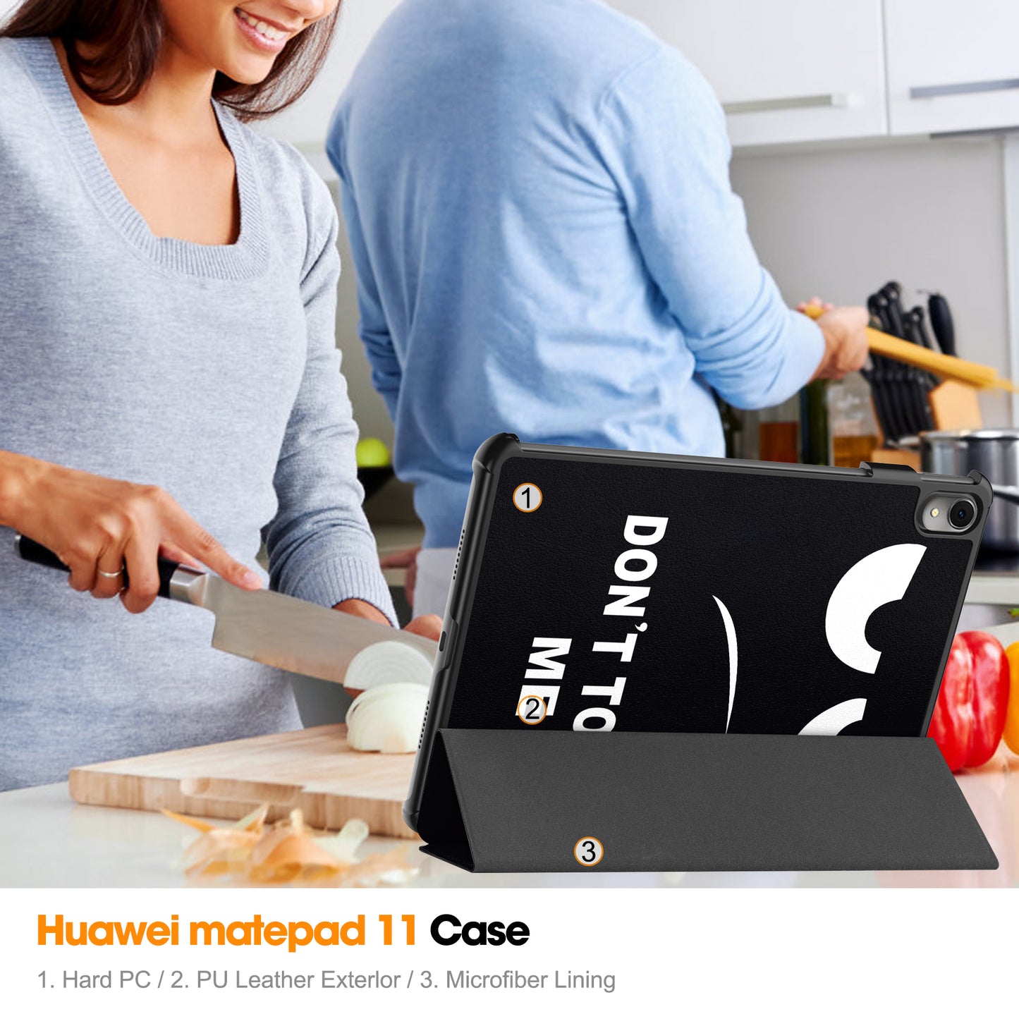 For Huawei MatePad 11 (2023) Trifold Stand Tablet Case PU Leather Pattern Cover with Auto Wake / Sleep