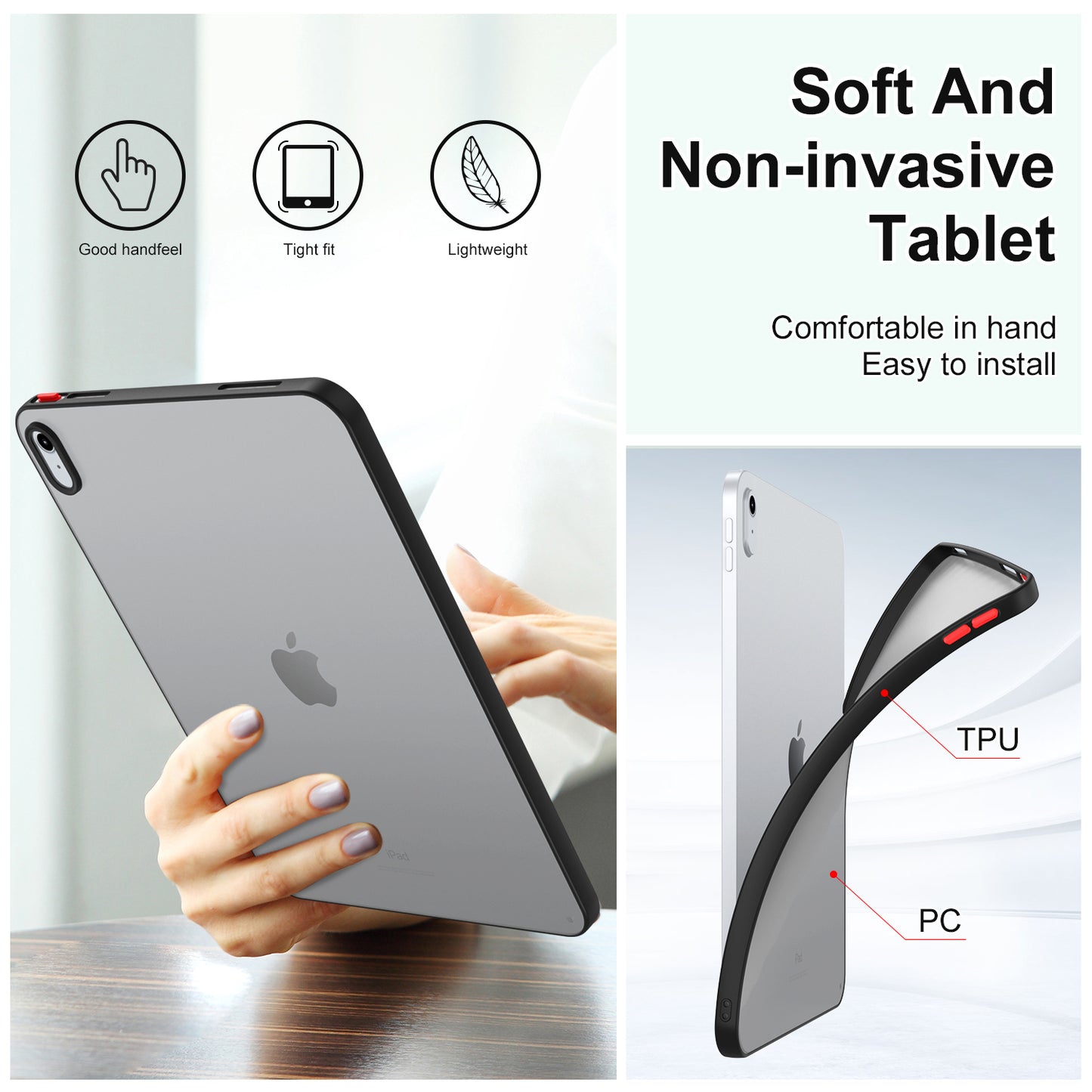 For iPad mini (2021) Matte Tablet Case Contrast Color Translucent PC+TPU Cover