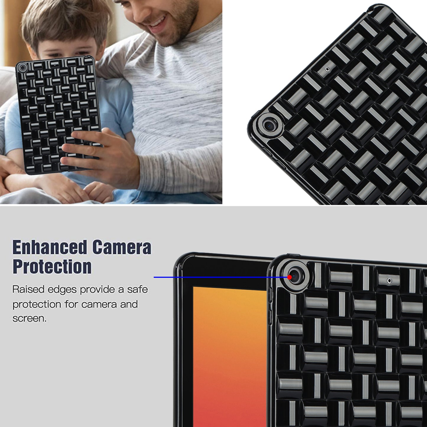 For iPad 10.2 (2021) / (2019) / (2020) Soft TPU Case Protective Tablet Cover Woven Texture Anti-Slip Case
