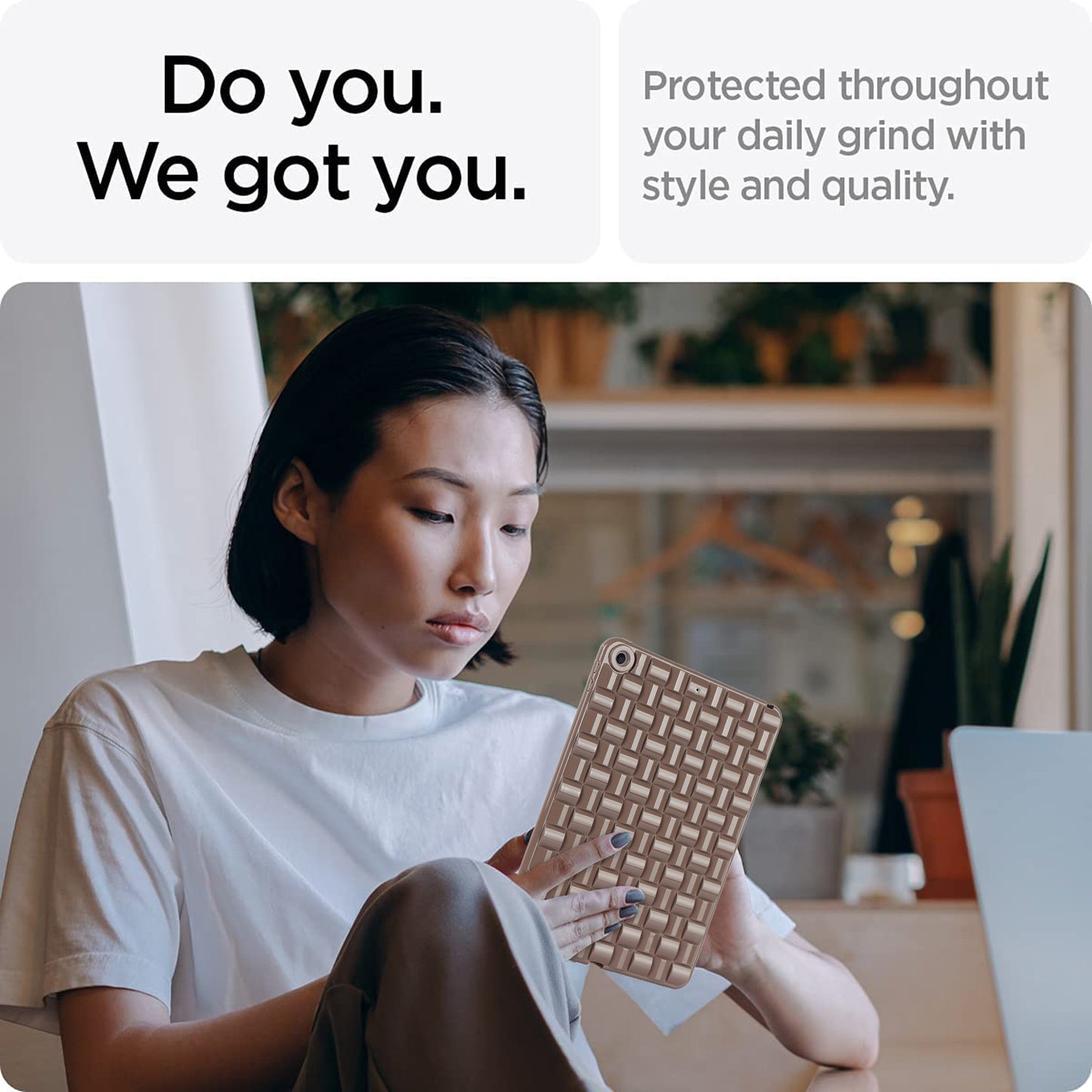 For iPad 10.2 (2021) / (2019) / (2020) Soft TPU Case Protective Tablet Cover Woven Texture Anti-Slip Case