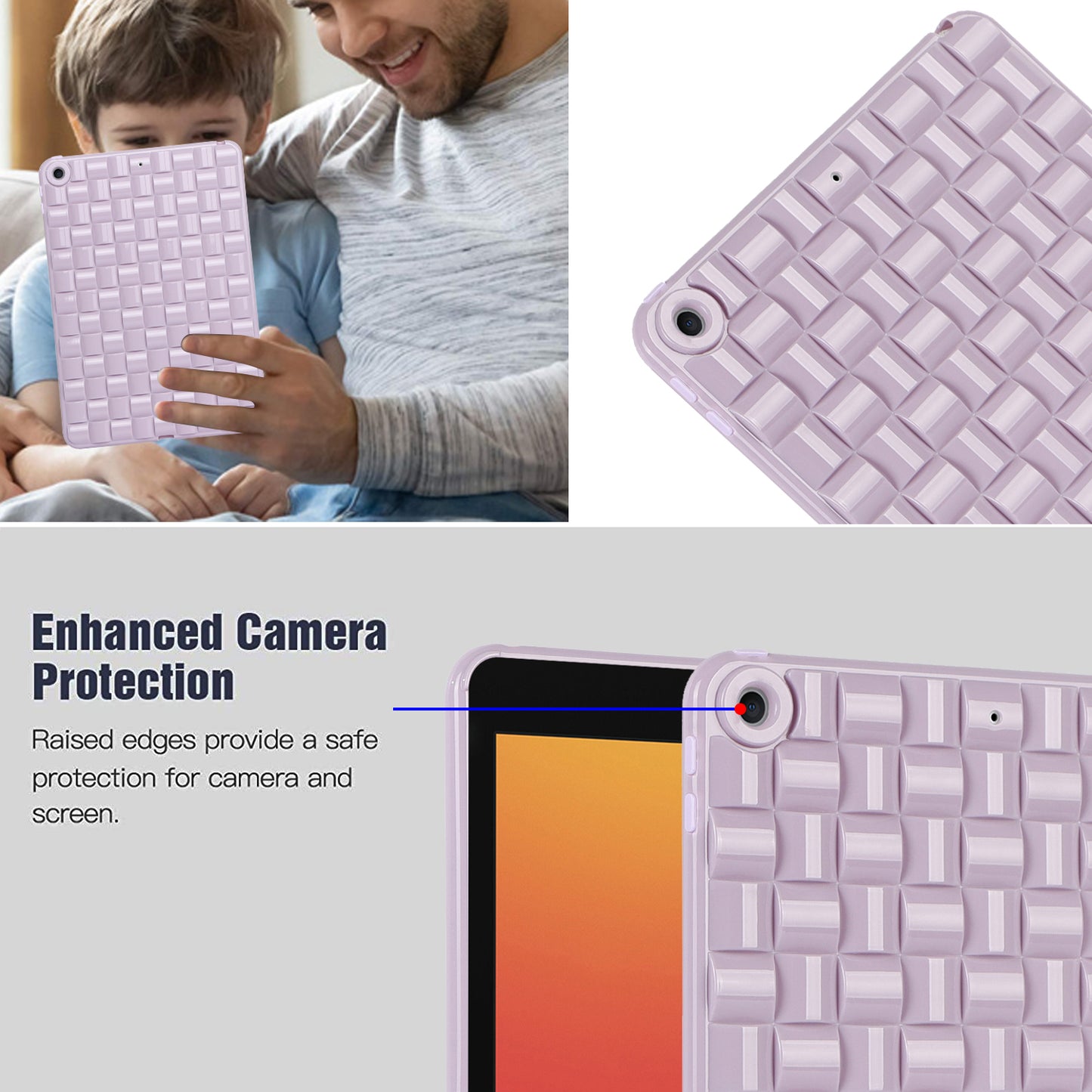 For iPad 10.2 (2021) / (2019) / (2020) Soft TPU Case Protective Tablet Cover Woven Texture Anti-Slip Case