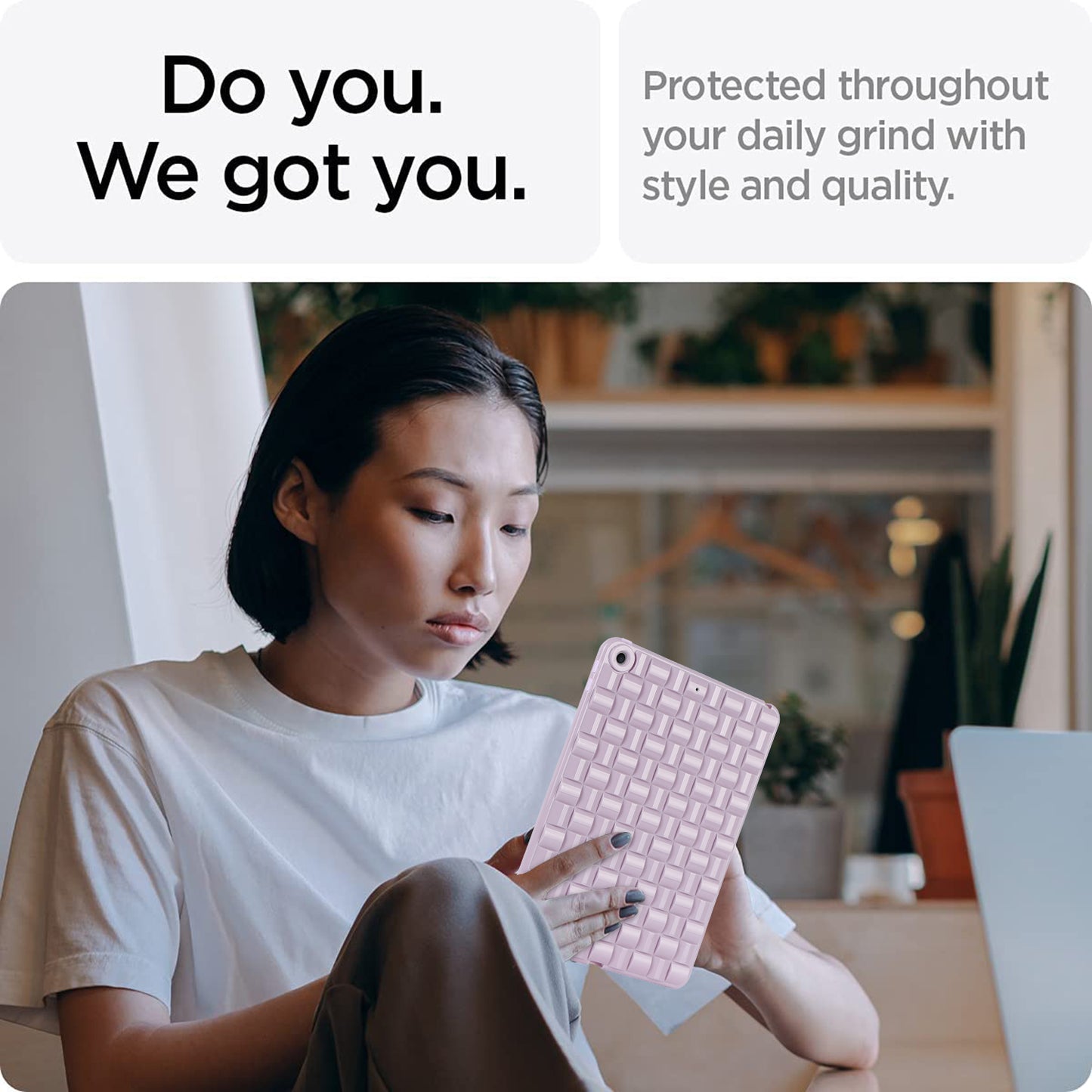 For iPad 10.2 (2021) / (2019) / (2020) Soft TPU Case Protective Tablet Cover Woven Texture Anti-Slip Case