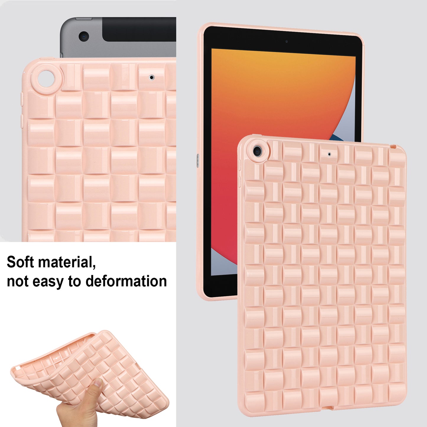 For iPad 10.2 (2021) / (2019) / (2020) Soft TPU Case Protective Tablet Cover Woven Texture Anti-Slip Case