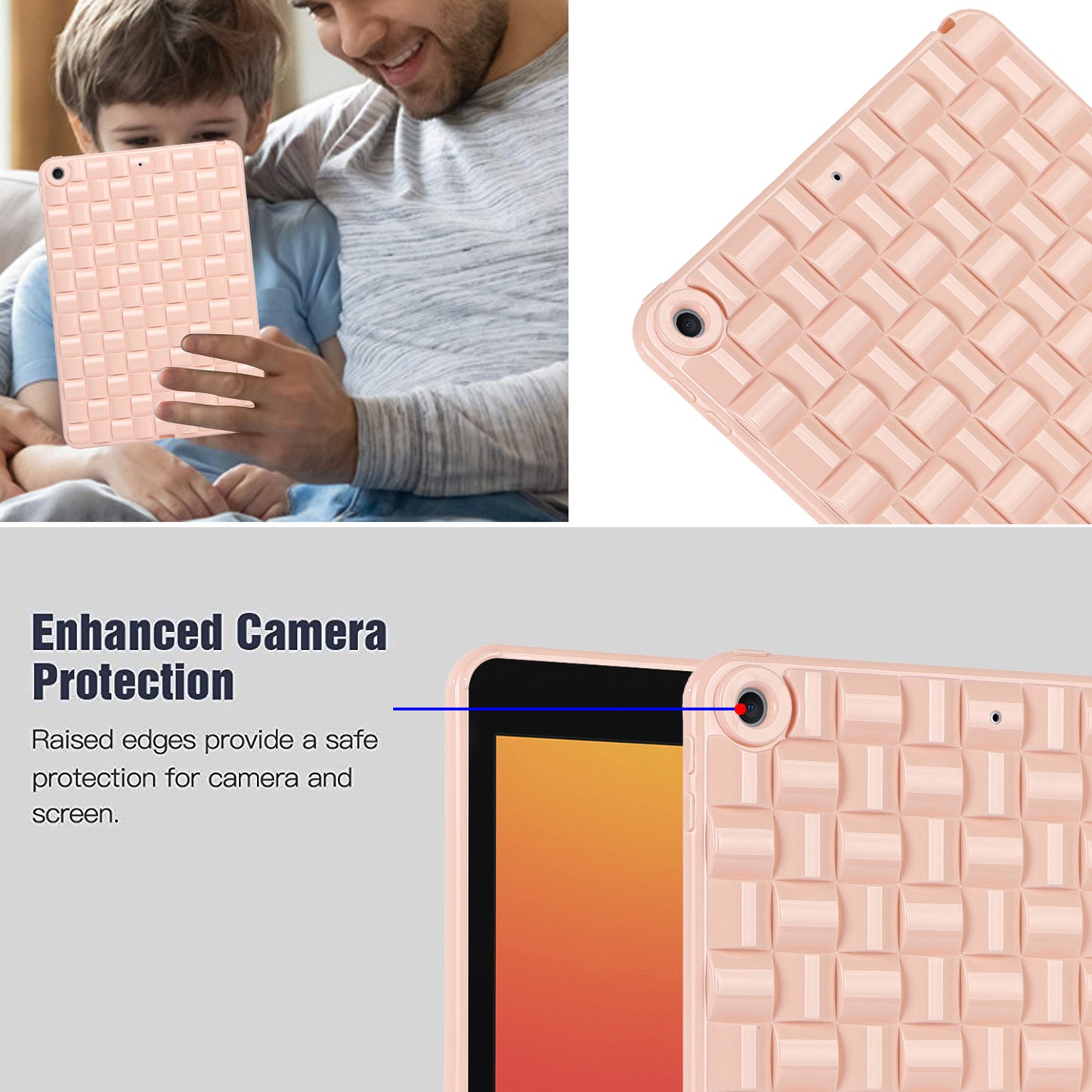 For iPad 10.2 (2021) / (2019) / (2020) Soft TPU Case Protective Tablet Cover Woven Texture Anti-Slip Case