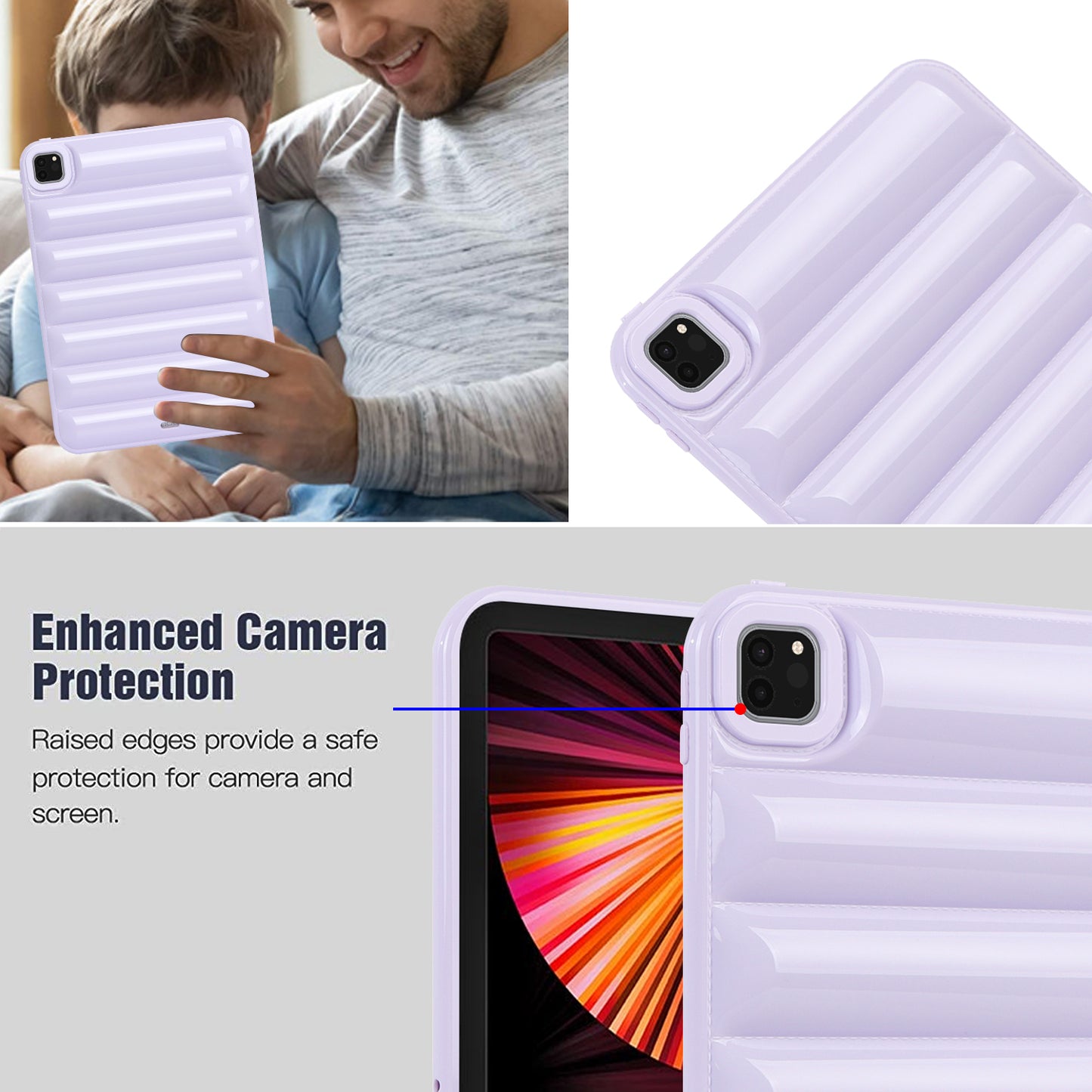 For iPad Pro 11 (2020) / (2021) / (2022) Anti-Dust Candy Color Tablet Shell Case Down Jacket TPU Cover