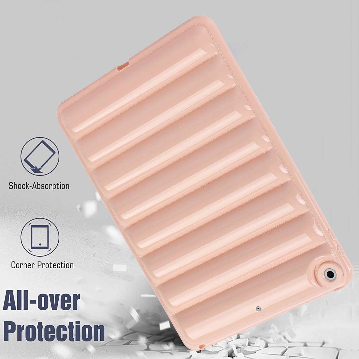 For iPad 10.2 (2021) / (2019) / (2020) Candy Color Tablet Protective Case Down Jacket Texture Soft TPU Cover