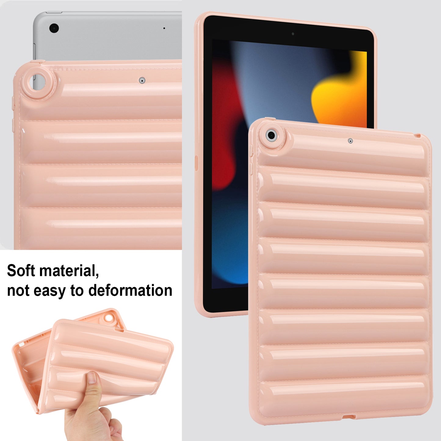 For iPad 10.2 (2021) / (2019) / (2020) Candy Color Tablet Protective Case Down Jacket Texture Soft TPU Cover