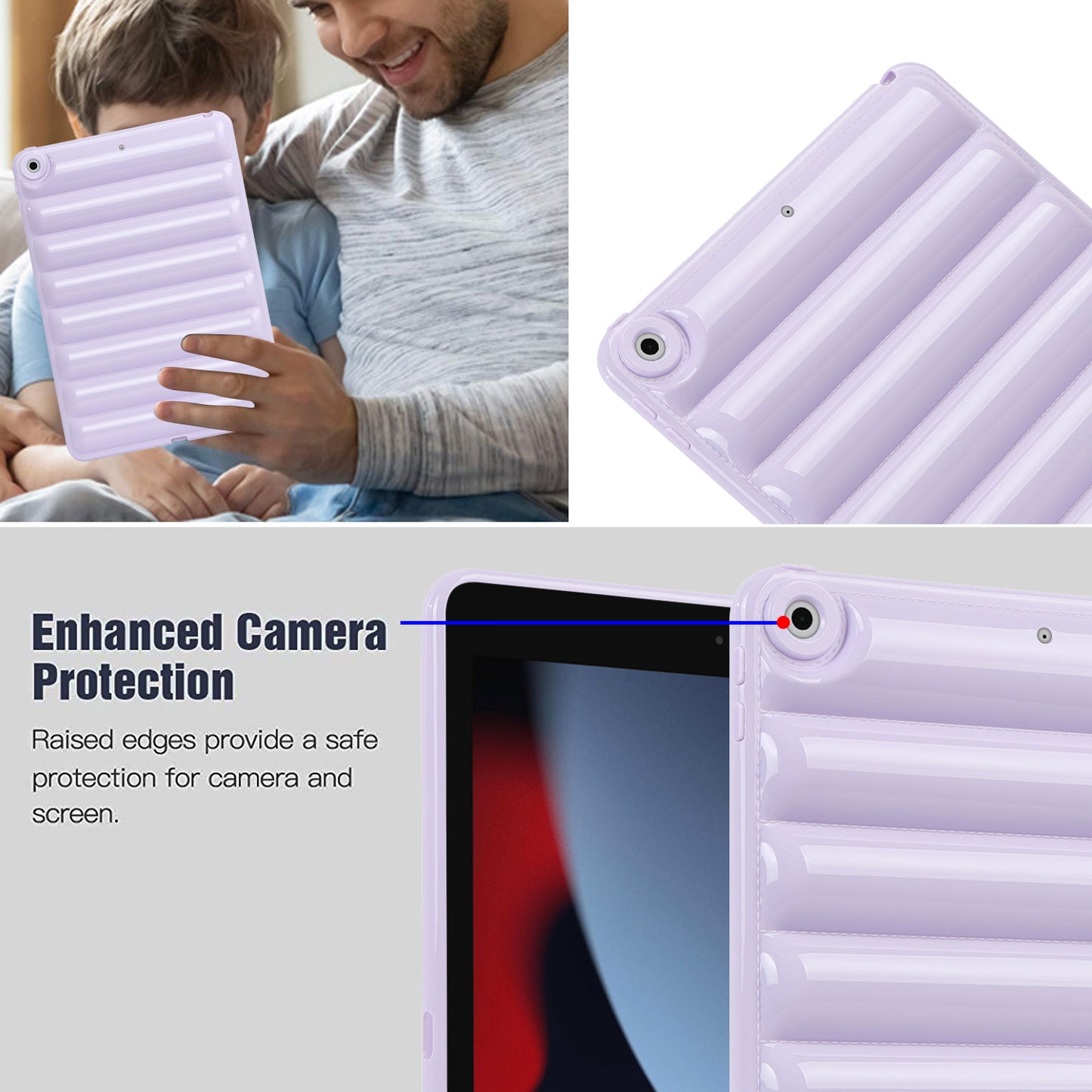 For iPad 10.2 (2021) / (2019) / (2020) Candy Color Tablet Protective Case Down Jacket Texture Soft TPU Cover