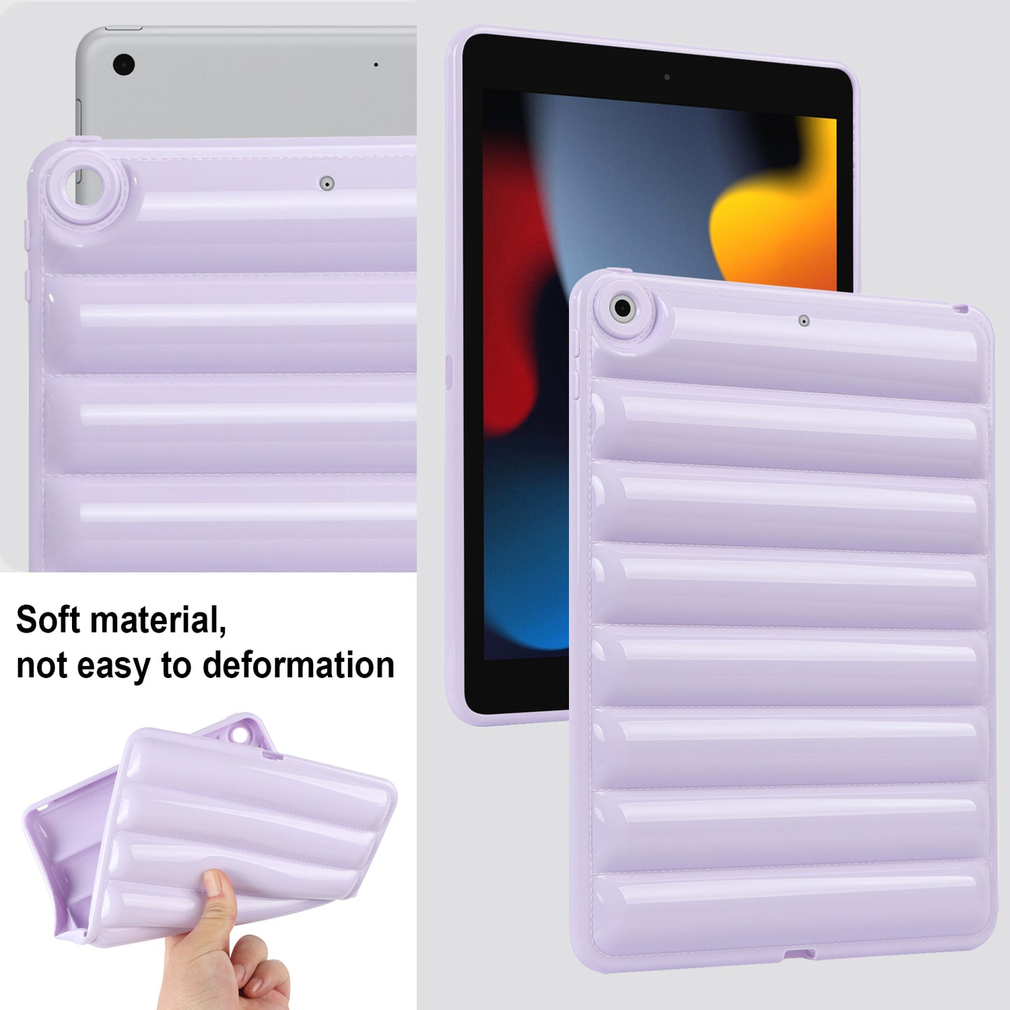 For iPad 10.2 (2021) / (2019) / (2020) Candy Color Tablet Protective Case Down Jacket Texture Soft TPU Cover