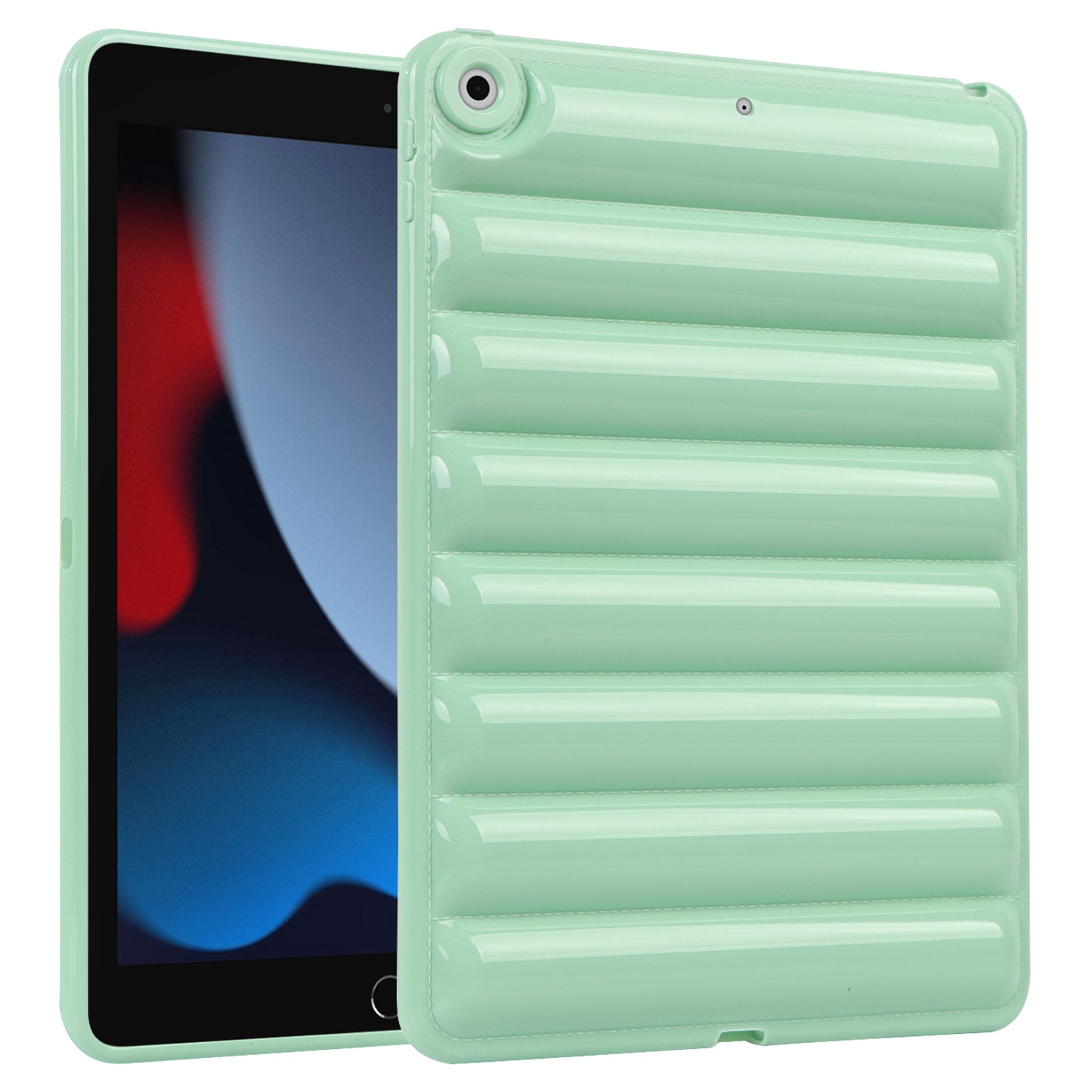 For iPad 10.2 (2021) / (2019) / (2020) Candy Color Tablet Protective Case Down Jacket Texture Soft TPU Cover
