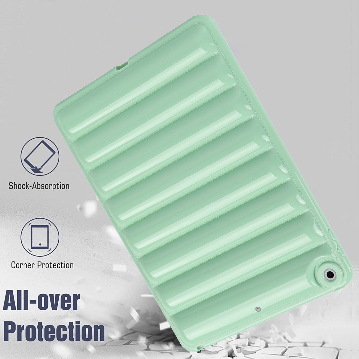 For iPad 10.2 (2021) / (2019) / (2020) Candy Color Tablet Protective Case Down Jacket Texture Soft TPU Cover