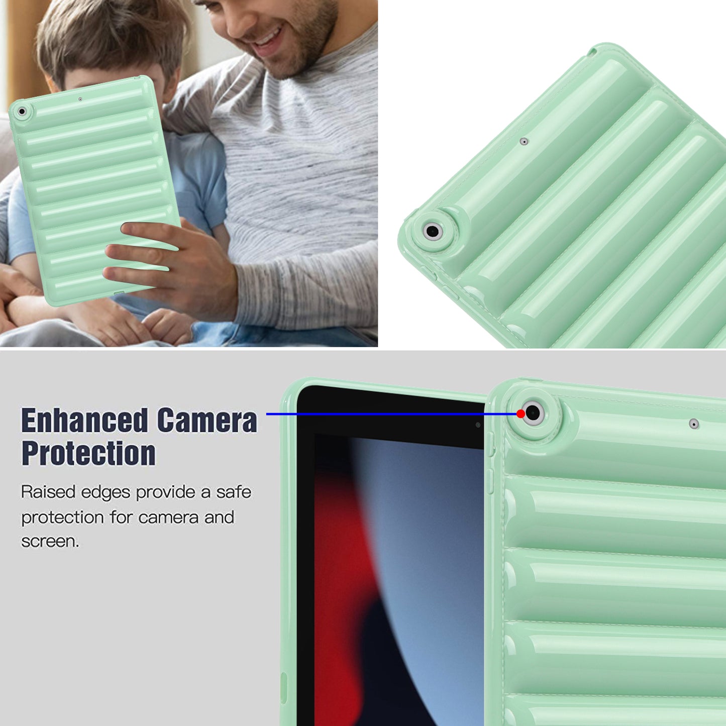 For iPad 10.2 (2021) / (2019) / (2020) Candy Color Tablet Protective Case Down Jacket Texture Soft TPU Cover