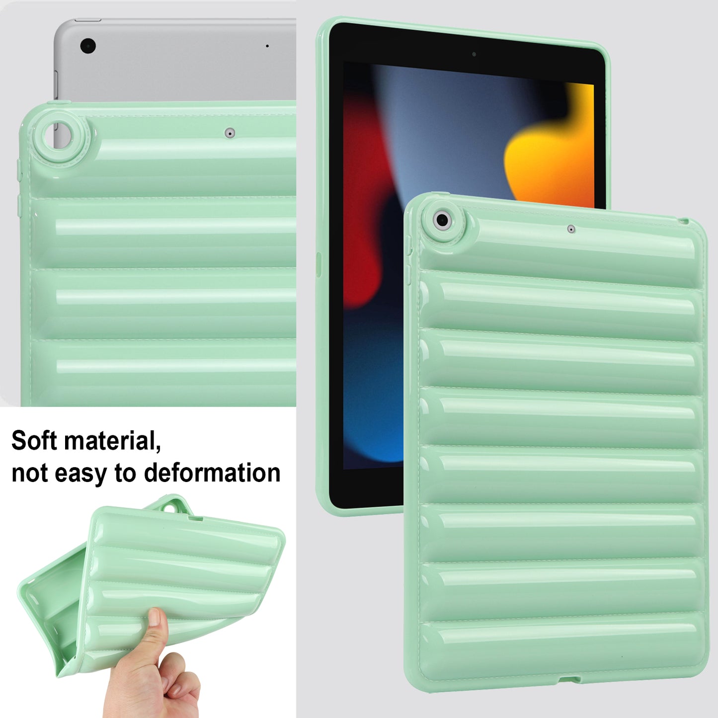 For iPad 10.2 (2021) / (2019) / (2020) Candy Color Tablet Protective Case Down Jacket Texture Soft TPU Cover
