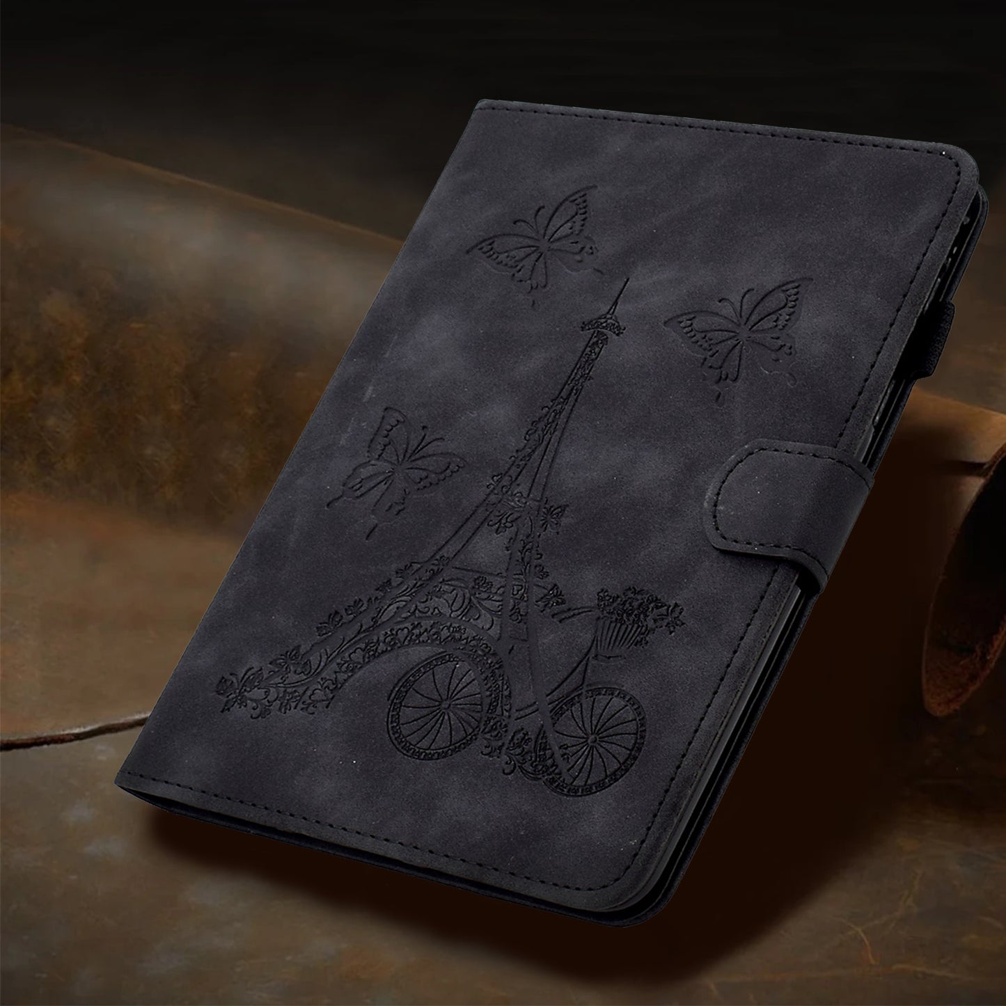For Huawei MatePad SE 10.4-inch Protective Case Iron Tower Imprinted PU Leather Flip Stand Cover with Card Holder