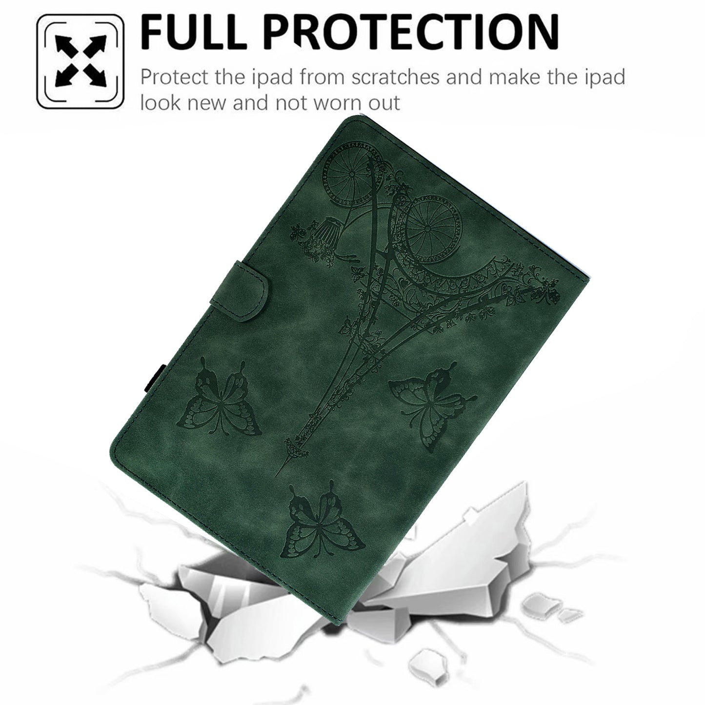 For Huawei MatePad SE 10.4-inch Protective Case Iron Tower Imprinted PU Leather Flip Stand Cover with Card Holder