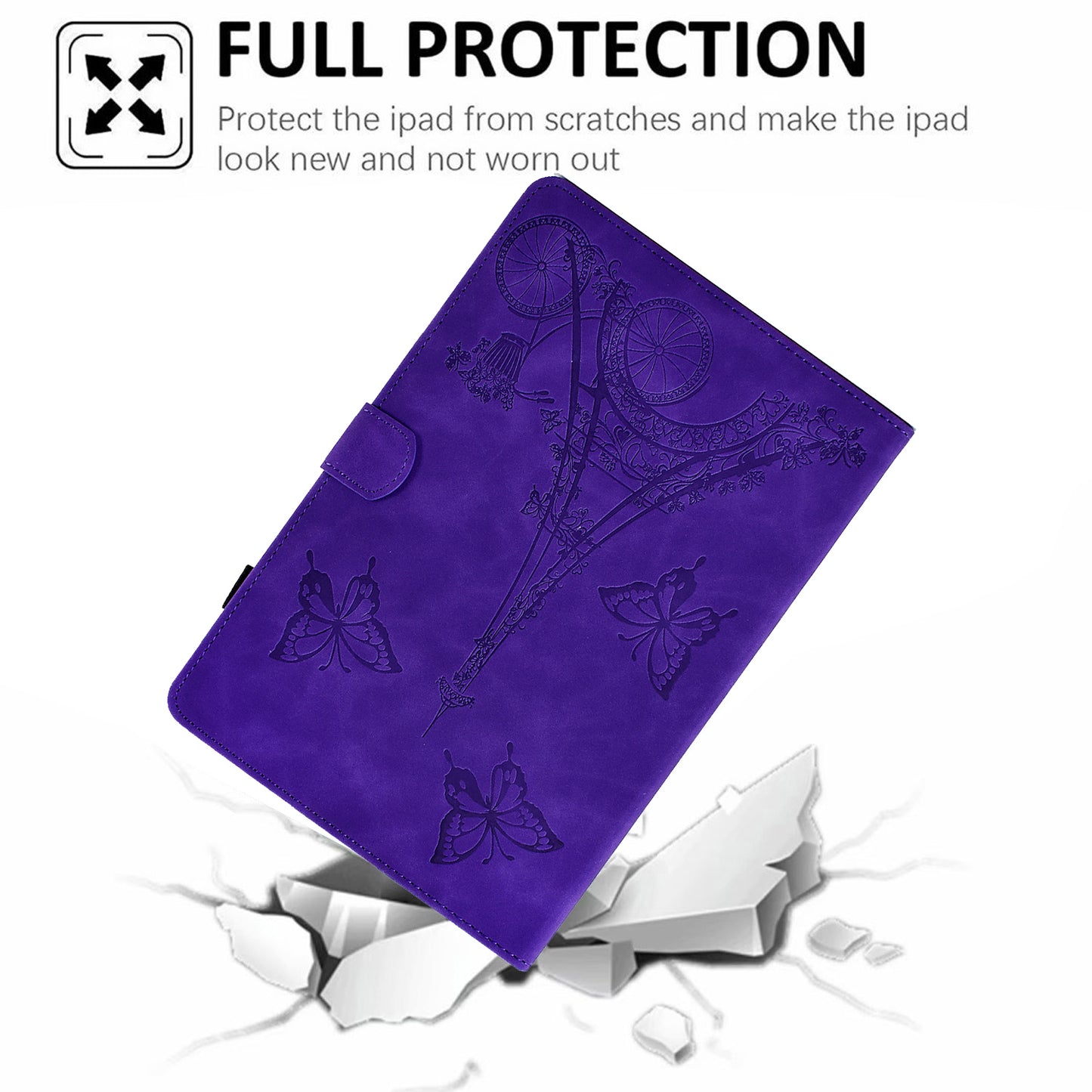 For Huawei MatePad SE 10.4-inch Protective Case Iron Tower Imprinted PU Leather Flip Stand Cover with Card Holder