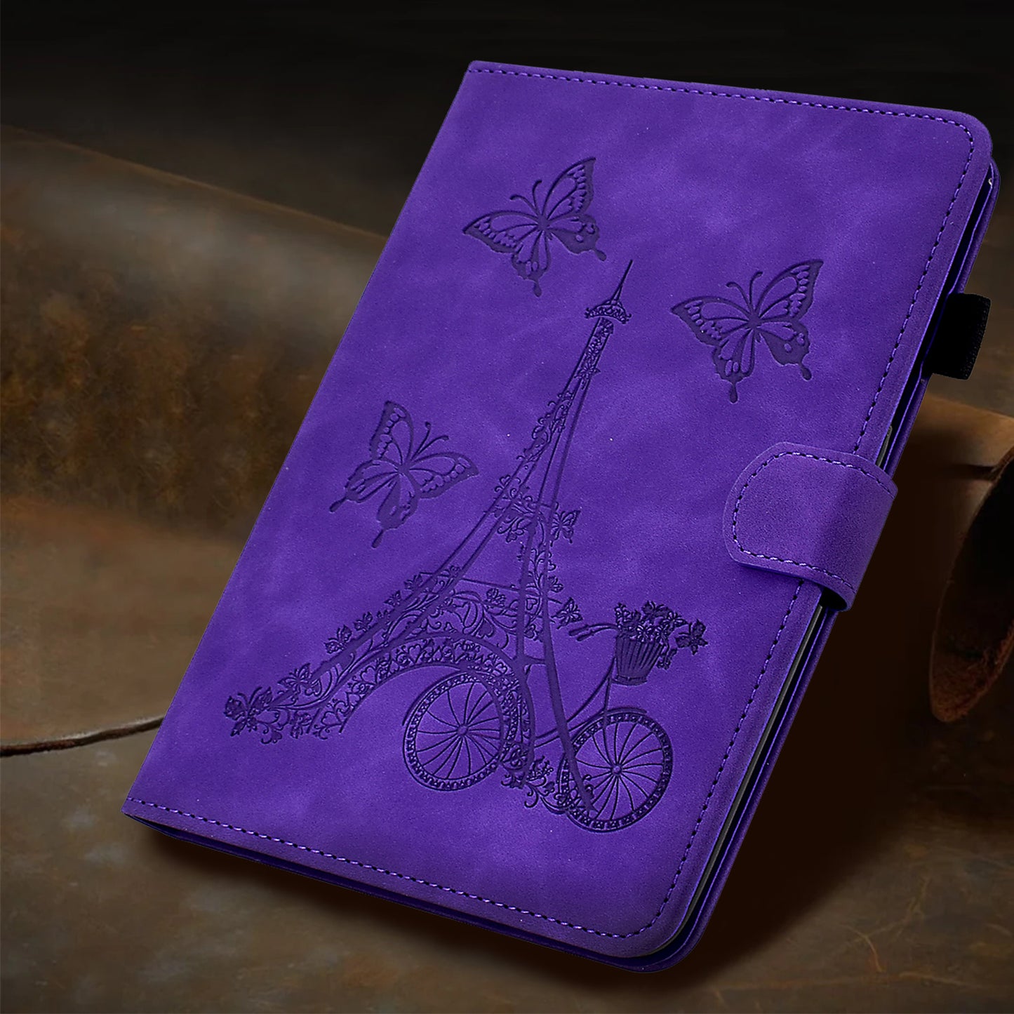 For Huawei MatePad SE 10.4-inch Protective Case Iron Tower Imprinted PU Leather Flip Stand Cover with Card Holder