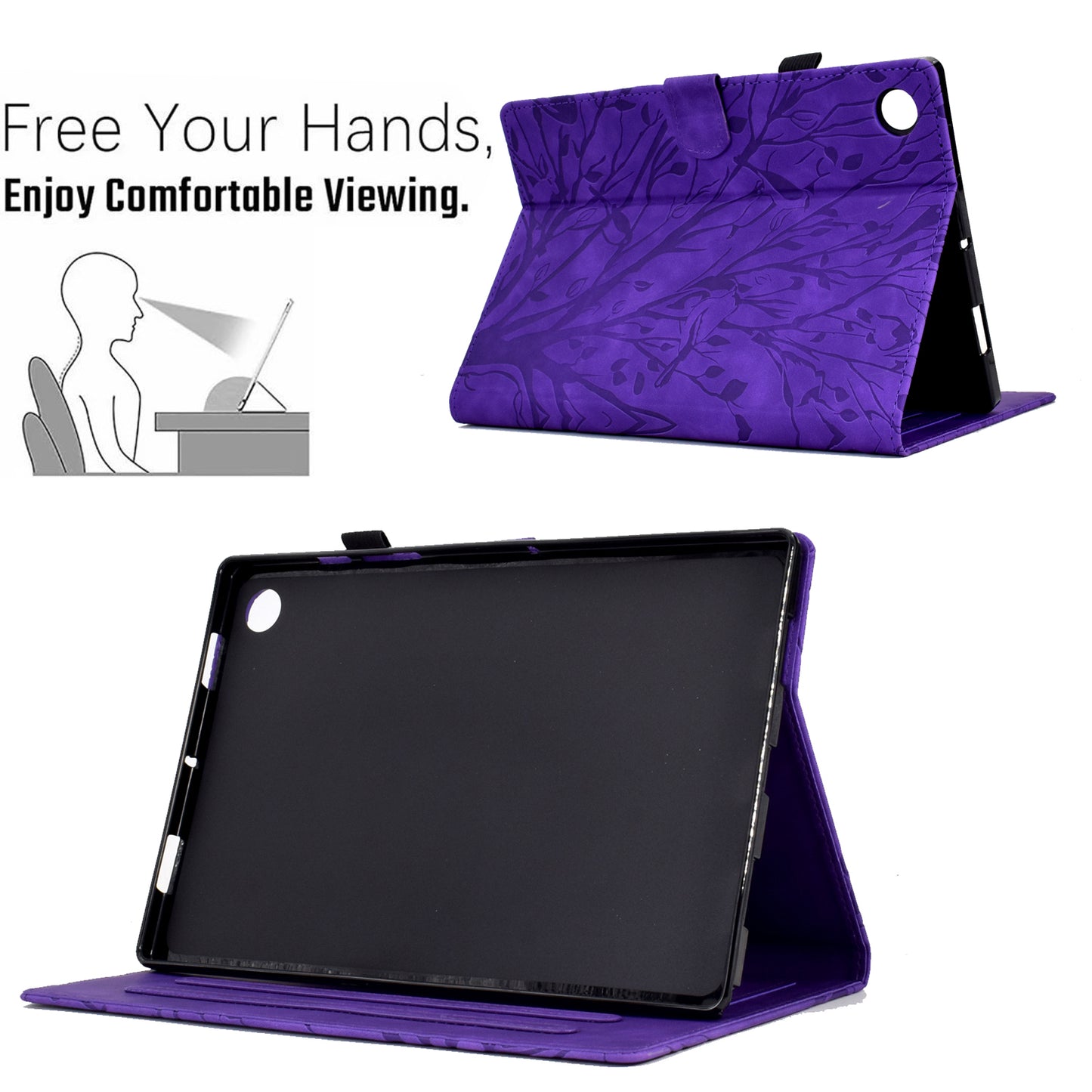 For Honor Pad 6 10.1-inch / Pad X6 9.7 inch / Huawei Enjoy Tablet 2 / MatePad T 10 9.7 inch / T 10S 10.1 inch Tablet Case Tree Imprinted Leather Cover