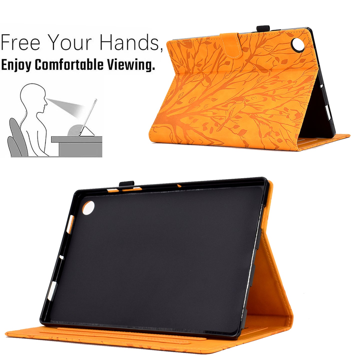For Honor Pad 6 10.1-inch / Pad X6 9.7 inch / Huawei Enjoy Tablet 2 / MatePad T 10 9.7 inch / T 10S 10.1 inch Tablet Case Tree Imprinted Leather Cover