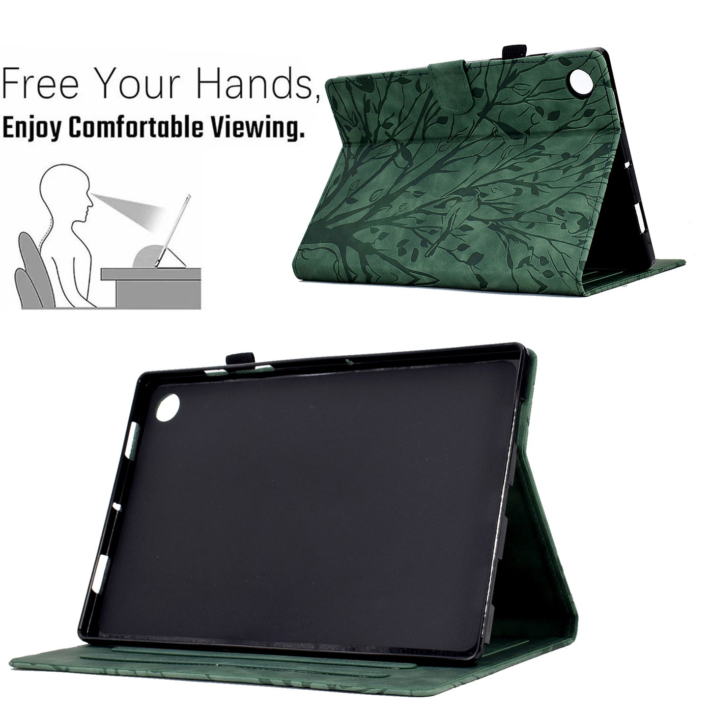 For Honor Pad 6 10.1-inch / Pad X6 9.7 inch / Huawei Enjoy Tablet 2 / MatePad T 10 9.7 inch / T 10S 10.1 inch Tablet Case Tree Imprinted Leather Cover