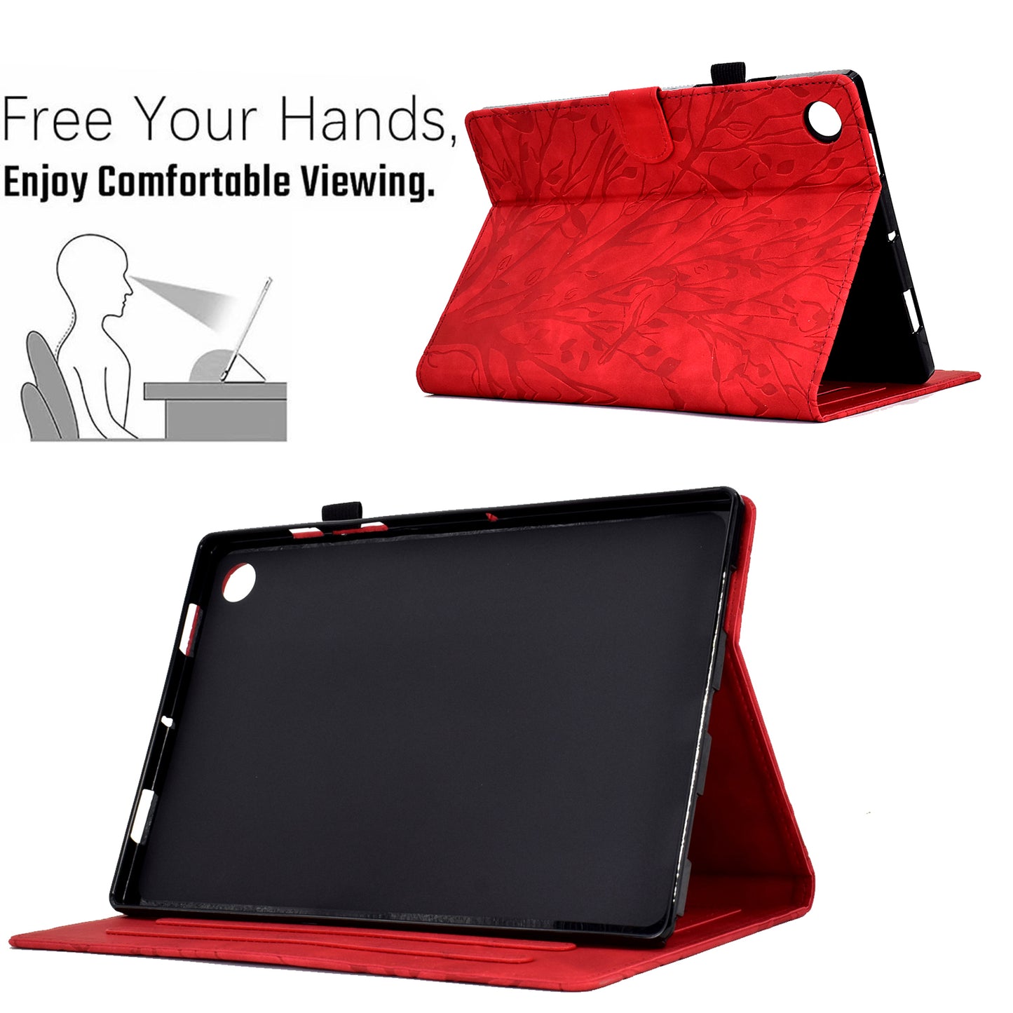 For Honor Pad 6 10.1-inch / Pad X6 9.7 inch / Huawei Enjoy Tablet 2 / MatePad T 10 9.7 inch / T 10S 10.1 inch Tablet Case Tree Imprinted Leather Cover