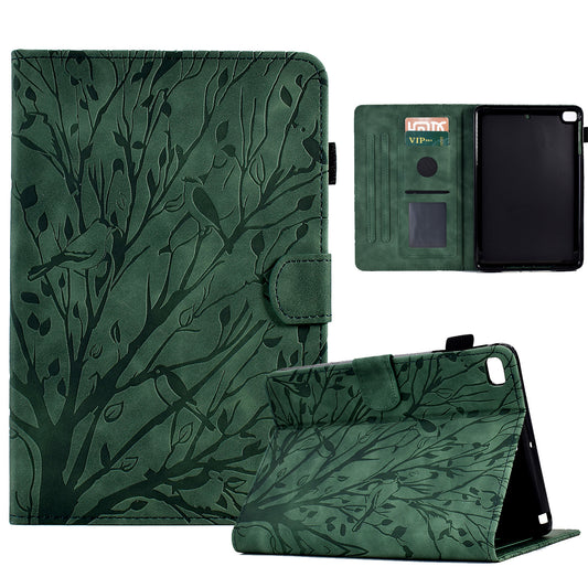 For iPad mini (2019) 7.9 inch / mini 4 / 3 / 2 / 1 Tablet Cover PU Leather Stand Card Holder Imprinted Tree Tablet Case